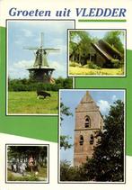 Groeten uit Vledder - 4 afb o.a. molen kerk - 1992 gelopen, Ophalen of Verzenden, 1980 tot heden, Gelopen, Overijssel