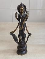 Godin Saraswati brons beeld., Ophalen of Verzenden, Brons