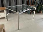 Uitschuifbare Ikea eettafel met krasvrije glazen plaat, Huis en Inrichting, Ophalen, 100 tot 150 cm, 50 tot 100 cm, Zo goed als nieuw