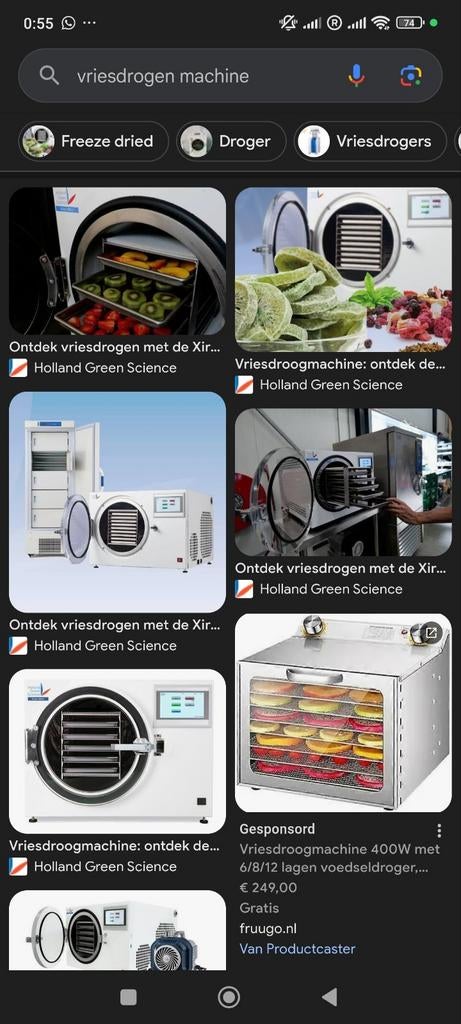 Gezocht vriesdroog machine, Ophalen of Verzenden