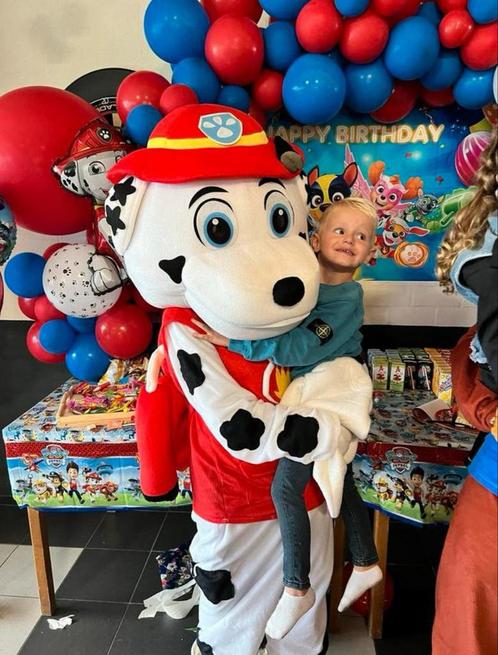 Marshall Paw Patrol mascotte met acteur op jouw verjaardag!, Hobby en Vrije tijd, Feestartikelen | Verhuur, Zo goed als nieuw