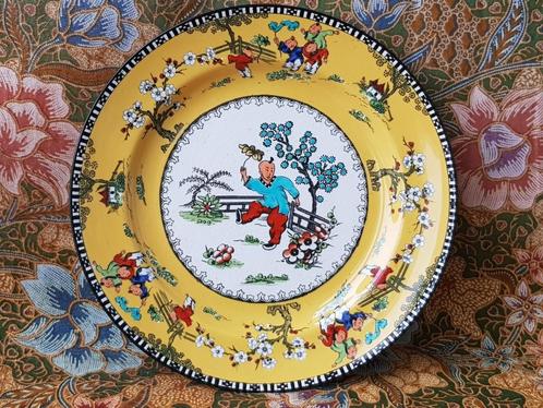 Antiek bord uit Engeland met Oosterse afbeelding 21,5 cm., Antiek en Kunst, Antiek | Porselein, Ophalen of Verzenden