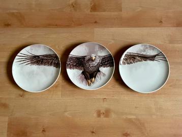 Heinen Delfts Blauw Arend Wandborden Set van 3 borden beschikbaar voor biedingen