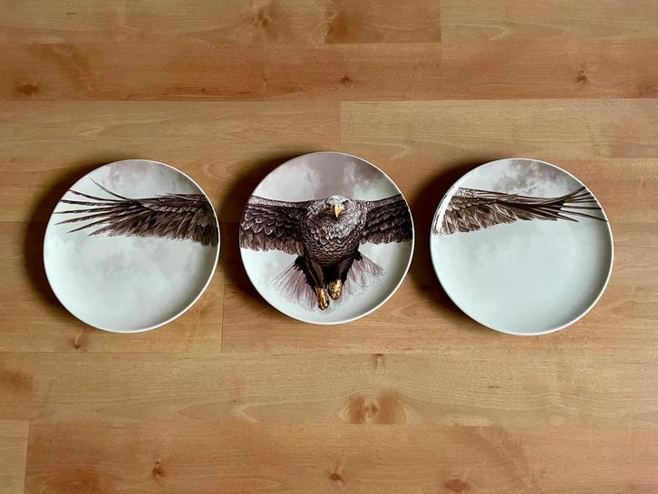 Heinen Delfts Blauw Arend Wandborden Set van 3 borden, Huis en Inrichting, Woonaccessoires | Wanddecoraties, Nieuw, Ophalen
