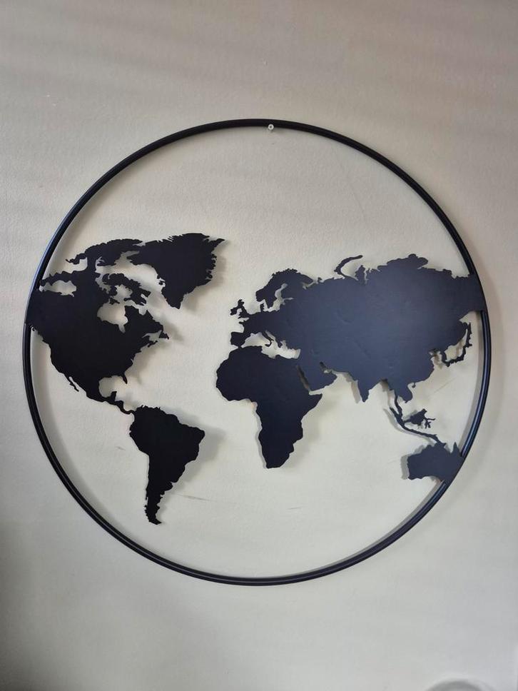 Wereldkaart Wanddecoratie - Metalen Kunst, Huis en Inrichting, Woonaccessoires | Wanddecoraties, Zo goed als nieuw, Ophalen of Verzenden