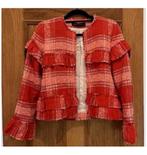 Zara Rood Geruit Freyed Zoom Gingham Blazer Jas Jack vest M, Maat 38/40 (M), Ophalen of Verzenden, Zo goed als nieuw, H
