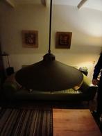 Koperen lamp met katrol & schotelkap, Ophalen of Verzenden