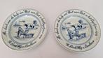 2 oude  blauwe bedank bordjes boer-koe, Ophalen of Verzenden