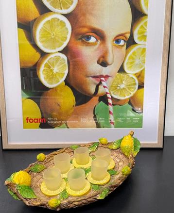 Limocello set , Decoratief plateau met zes schot glaasjes  beschikbaar voor biedingen