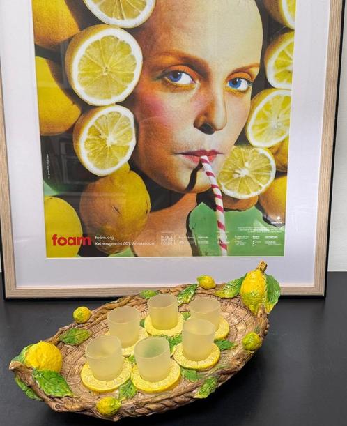 Limocello set , Decoratief plateau met zes schot glaasjes, Huis en Inrichting, Keuken | Servies, Gebruikt, Glas of Glazen, Overige stijlen