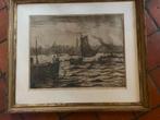 Jan Poortenaar - Havengezicht Ets, Antiek en Kunst, Ophalen of Verzenden
