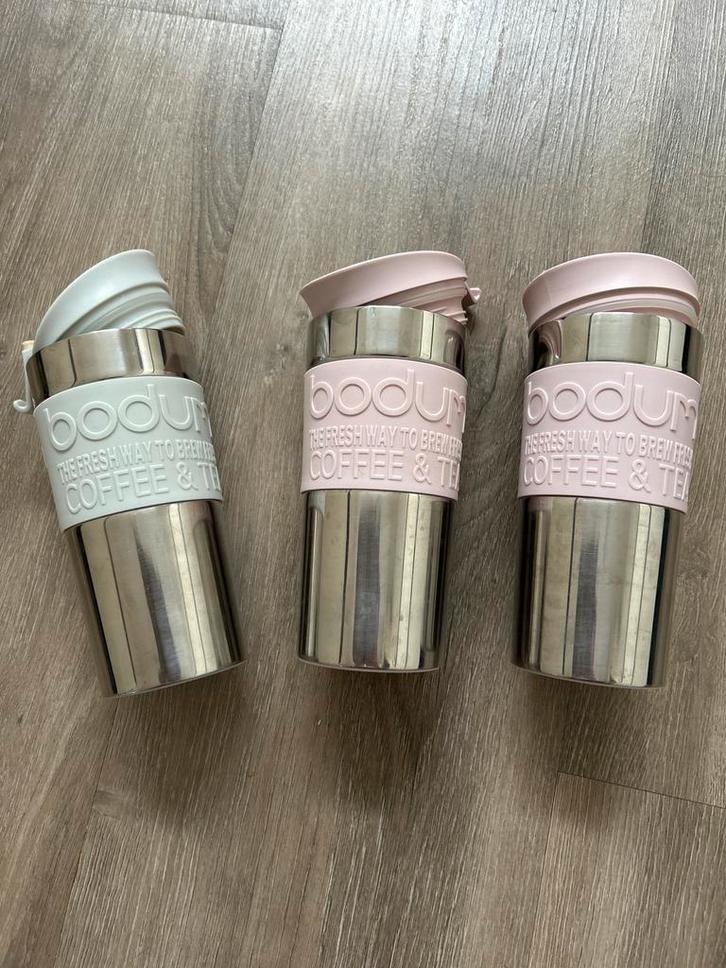 Bodum Travel Mug RVS 350ml - Set van 3!, Huis en Inrichting, Keuken | Keukenbenodigdheden, Gebruikt, Ophalen of Verzenden