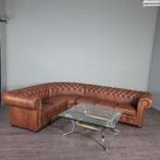 Hoekbank chesterfield 3,10 m x 2,60 m echt leer cognac kleur, Ophalen, Hoekbank, Leer, 300 cm of meer