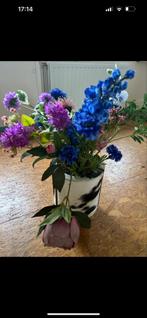 Koeienvacht Vaas met Zijde Bloemen - 40cm, Huis en Inrichting, Ophalen of Verzenden, Zo goed als nieuw, Binnen