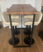Bar/eettafel met 4 hoge krukken, Huis en Inrichting, Ophalen, Zo goed als nieuw