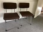 Retro metalen buis stoel, Huis en Inrichting, Stoelen, Ophalen, Gebruikt, Twee, Bruin