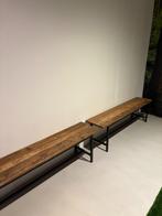 Twee houten banken – industrieel, steven en in goede staat, Ophalen, Gebruikt, Overige maten, Minder dan 75 cm