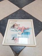 Vintage Kinderkamer Print - Meisje Slaapt, Ophalen of Verzenden