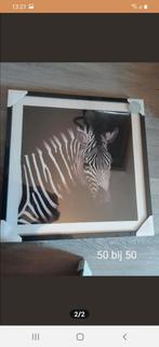 Zebra & neushoorn schilderij, Ophalen, 50 tot 75 cm, Nieuw, 50 tot 75 cm