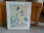 Ingelijste plaat met Chinese / Japanse dame, Antiek en Kunst, Ophalen