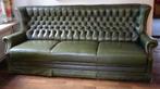 Chesterfield bank, leer, groen, gebruikt, Ophalen, Gebruikt, Chesterfield, Driepersoons