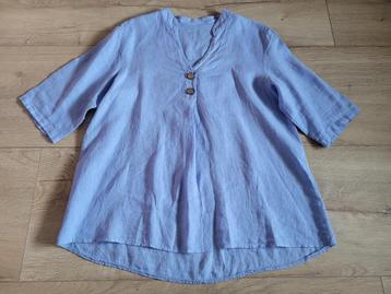 Blauwe katoenen tuniek maat XL ~ TH0083 beschikbaar voor biedingen
