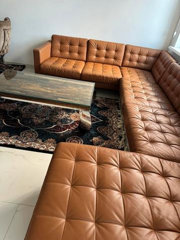 LANDSKRONA Hoekbank, 6-zits, met chaise l goudbruin/metaal beschikbaar voor biedingen