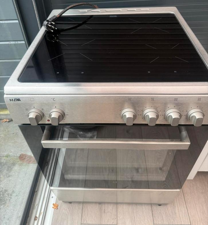 Etna FIV560RVS Inductie Fornuis - Gebruikt, Witgoed en Apparatuur, Ovens, Gebruikt, Vrijstaand, Oven met grill, 60 cm of meer