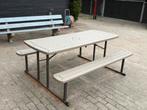 Wei ig gebruikte inklapbare picknicktafel, Tuin en Terras, Ophalen, Zo goed als nieuw, Rechthoekig, Overige materialen