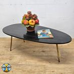Vintage (60s) salontafel zwart marmeren blad / koffietafel, 100 tot 150 cm, Mid century modern, ., Zo goed als nieuw