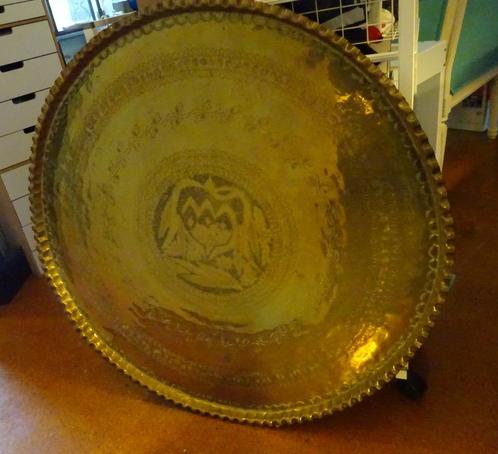 Midden Oosten antiek: Groot rond koperen bewerkt wandbord, Antiek en Kunst, Antiek | Koper en Brons, Koper, Ophalen