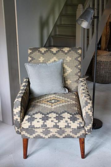 Stoere Kelim Fauteuil Bohemian Retro Style Landelijke Stoel beschikbaar voor biedingen
