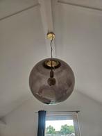 QazQa hanglamp bol messing met smoke glas 50cm, Ophalen of Verzenden, Zo goed als nieuw, Glas, Minder dan 50 cm