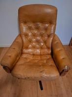 Leren draaibare fauteuil - vintage, Huis en Inrichting, Fauteuils, Ophalen, Gebruikt, Minder dan 75 cm, Vintage