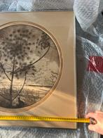 Ets met landschap en kat, Antiek en Kunst, Ophalen of Verzenden