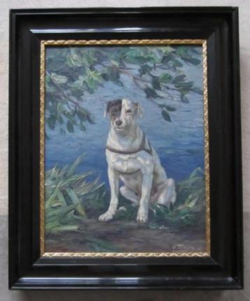 ==DUITS==Willy Tiedjen 1881-1950==zittende JACK RUSSEL== beschikbaar voor biedingen