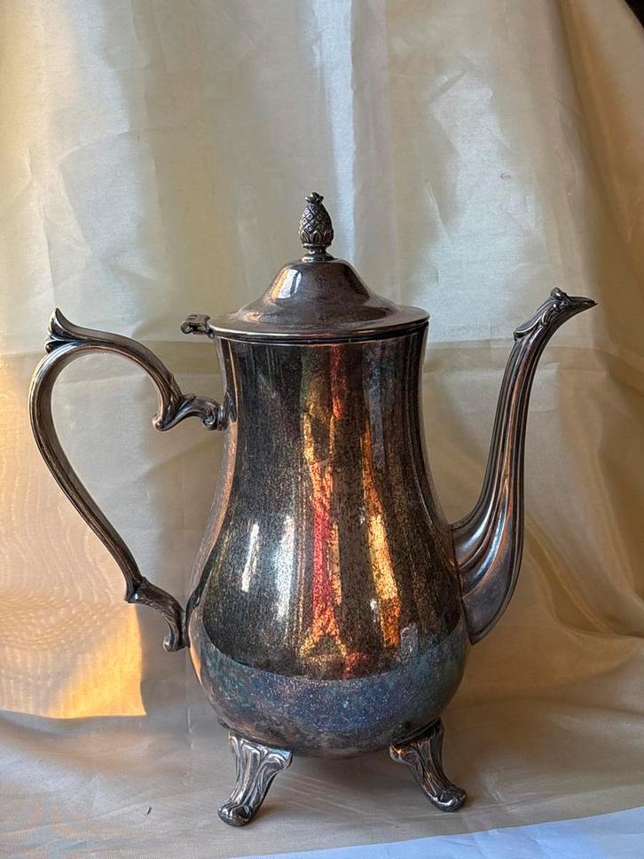 Oude metalen theepot I.S.Co, 26cm, Antiek en Kunst, Antiek | Goud en Zilver, Ophalen of Verzenden