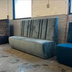 Blauwe Velours Eetkamerbank - 180cm, Ophalen, Minder dan 75 cm, 150 tot 200 cm, Driepersoons