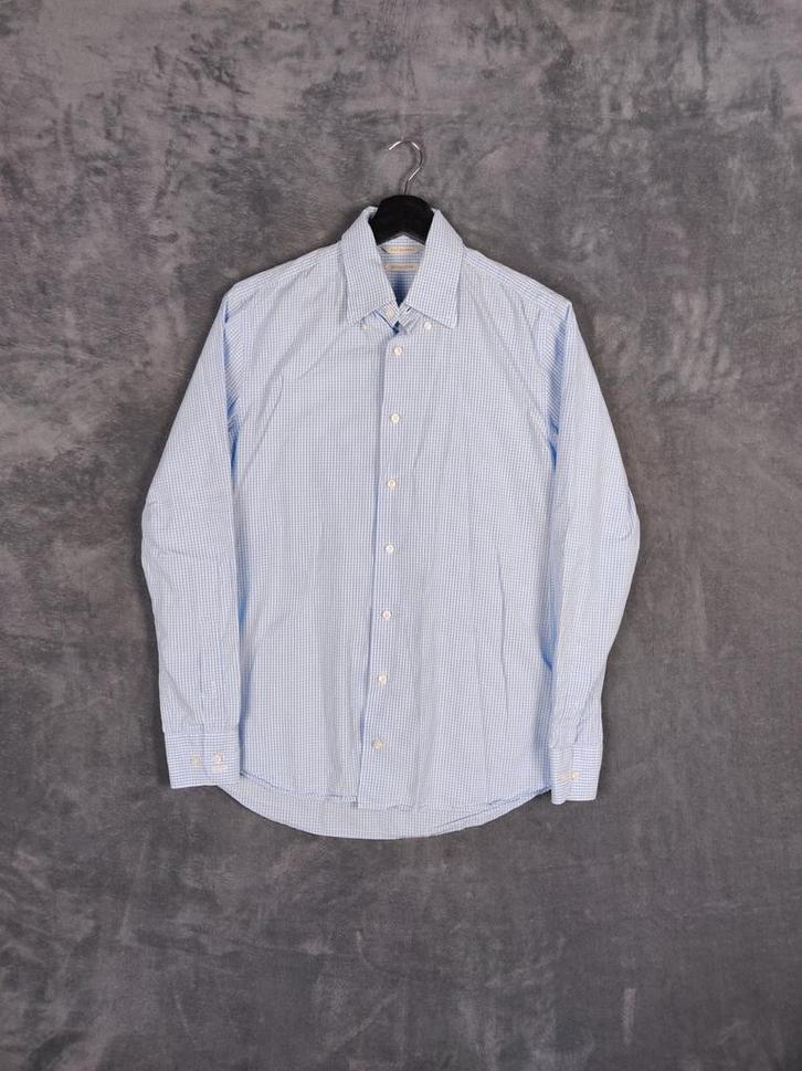 Suitsupply Overhemd 39 15,5 Shirt Blauw Wit Gingham Ruit, Kleding | Heren, Overhemden, Zo goed als nieuw, Halswijdte 39/40 (M)