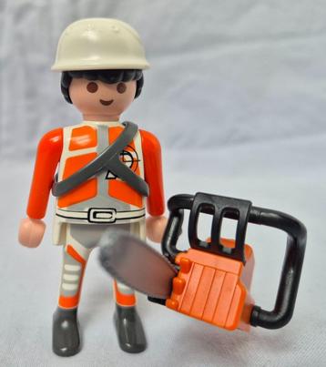Playmobil poppetje met veiligheidshelm en kettingzaag beschikbaar voor biedingen