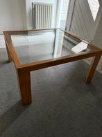 Moderne salontafel met glasplaat, Huis en Inrichting, Tafels | Salontafels, Ophalen, 50 tot 100 cm, Zo goed als nieuw, Minder dan 50 cm