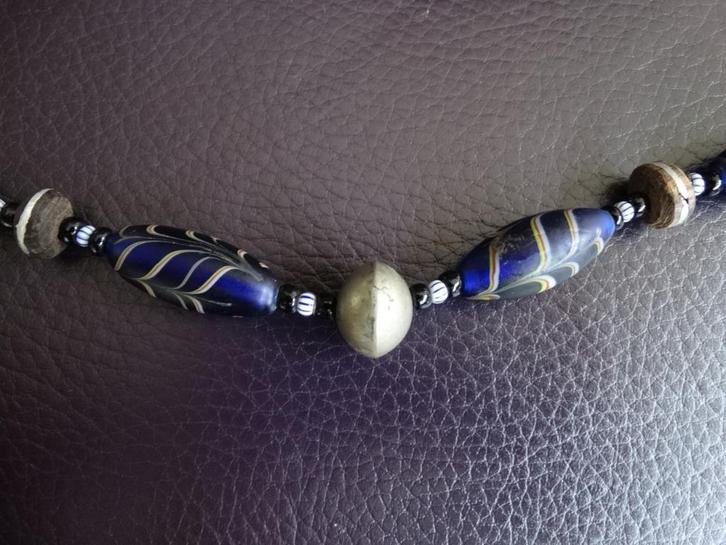 Etnische ketting, collier met murano glaskralen en meer, Sieraden, Tassen en Uiterlijk, Kettingen, Zo goed als nieuw, Overige materialen