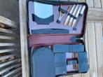 Vintage Lederen Manicure Set, Gebruikt, Softcase, Zwart, Ophalen of Verzenden