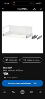 Meximera ikea lade 60x37 (803.193.63) incl glasplaten, Wit, Nieuw, Minder dan 100 cm, 25 tot 50 cm