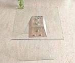 Bijzet/salontafel glas en hout, Ophalen, Minder dan 50 cm, 50 tot 100 cm, Vierkant