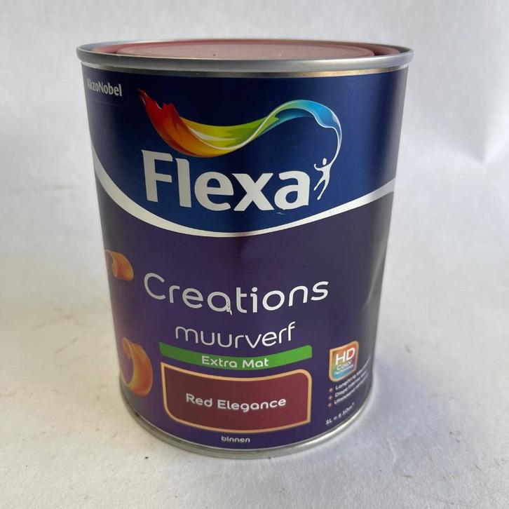 Flexa Creations Muurverf Red Elegance Extra Mat Rood 1L, Doe-het-zelf en Verbouw, Verf, Beits en Lak, Nieuw, Verf, Minder dan 5 liter