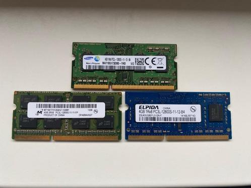 4GB PC3L RAM 3 stuks verschillende merken, Computers en Software, RAM geheugen, Gebruikt, Laptop, 4 GB, DDR3, Ophalen