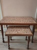 Set van 2 vintage tegeltafeltjes – jaren ’70 charme, Ophalen of Verzenden, Rechthoekig, Minder dan 55 cm, Minder dan 45 cm