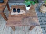 Set vierkante massief hout bijzettafel salontafel tafeltjes, Huis en Inrichting, Tafels | Bijzettafels, 55 tot 75 cm, Gebruikt