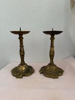 Antieke Bronzen Kandelaars - Set van 2, Ophalen of Verzenden, Koper of Brons